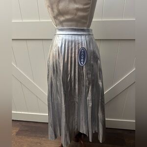 Brand new with tags, long, silver pleated skirt
